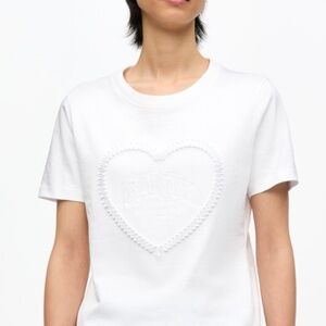 GANNI 2025 white cropped heart t-shirt heavy cotton M